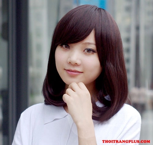 Tóc ngắn ngang vai uốn cụp hàn quốc cho nàng dễ thương