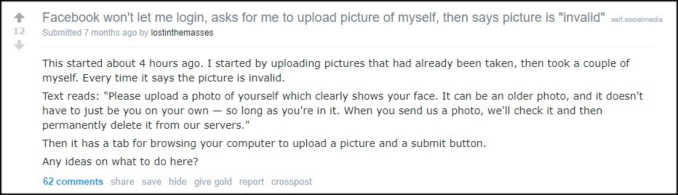 Facebook khóa tài khoản đòi người dùng upload ảnh selfie