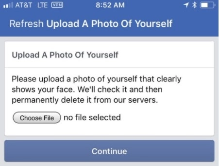 Facebook khóa tài khoản đòi người dùng upload ảnh selfie