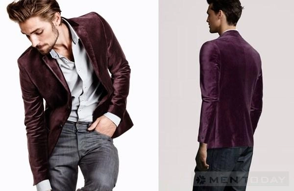 Mẫu thời trang nam bằng chất liệu nhung cho áo blazer nam lịch lãm