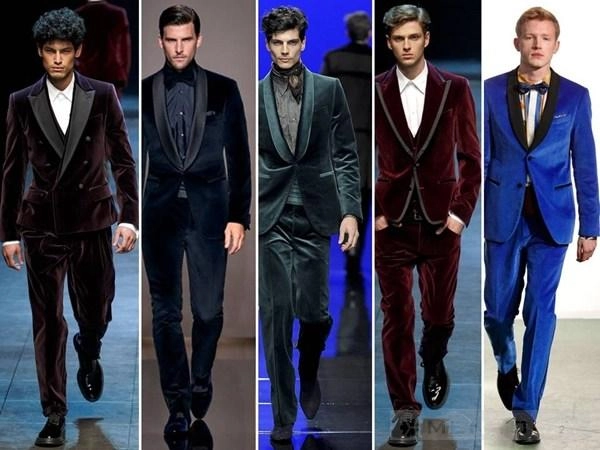 Mẫu thời trang nam bằng chất liệu nhung cho áo blazer nam lịch lãm