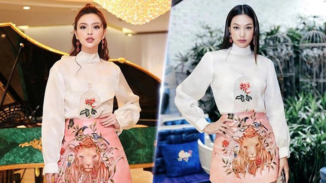 Hương giang tú hảo bất ngờ đụng hàng không ai thua ai