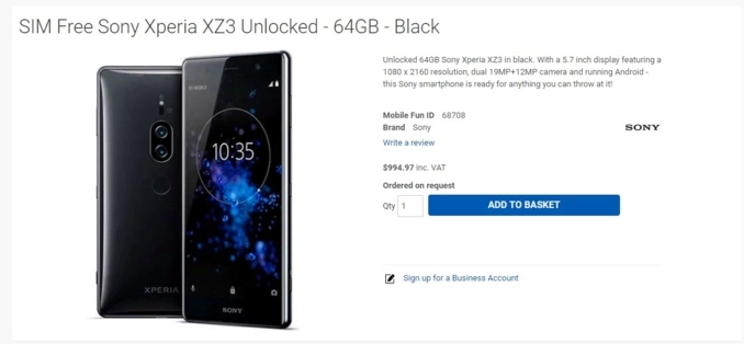 Xperia xz3 đã lộ diện