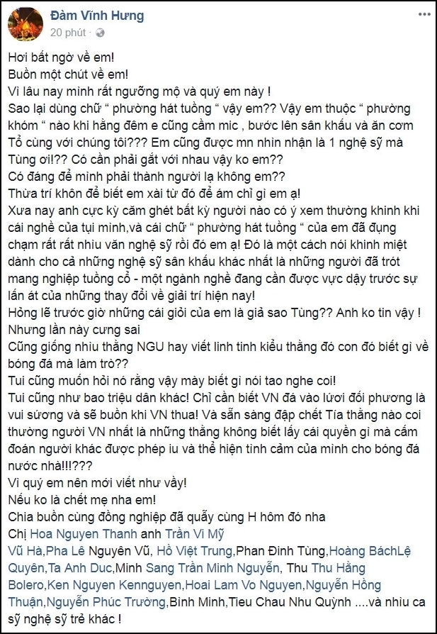 Đàm vĩnh hưng đã ăn mặc ra sao để bị nói là phường hát tuồng
