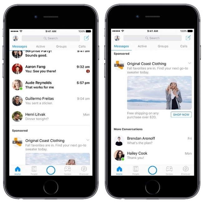 Đừng quá ngạc nhiên khi quảng cáo xuất hiện trong facebook messenger