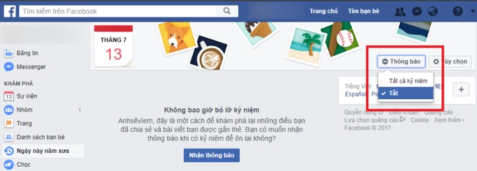 Hướng dẫn tắt tính năng ngày này năm xưa trên facebook