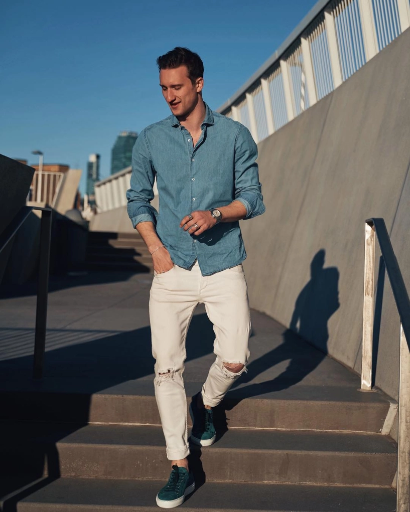 8 cách phối quần jeans trắng chất cực chất từ fashionista marcel floruss