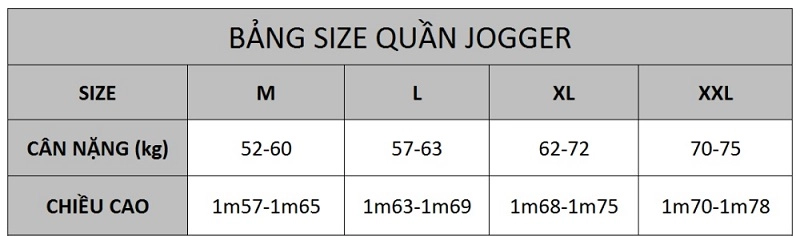 Bảng size quần tây quần jean quần short cho nam