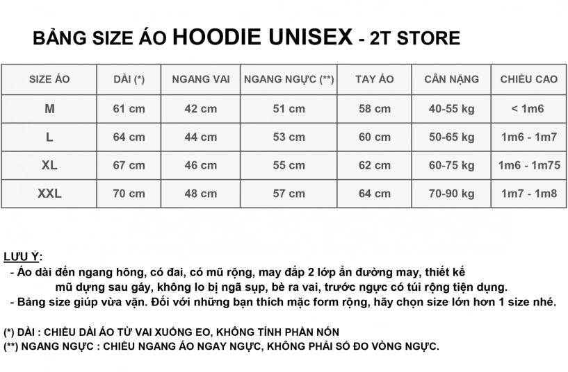 Hướng dẫn cho size hoodie vừa vặn cho chàng