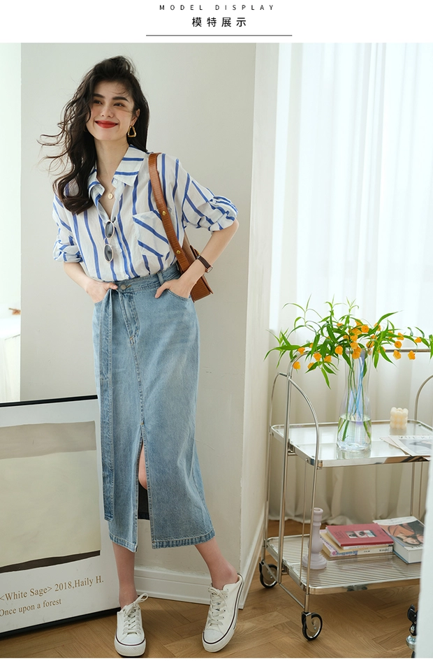 Công thức hack tuổi đỉnh cao nhờ chân váy denim sơ mi