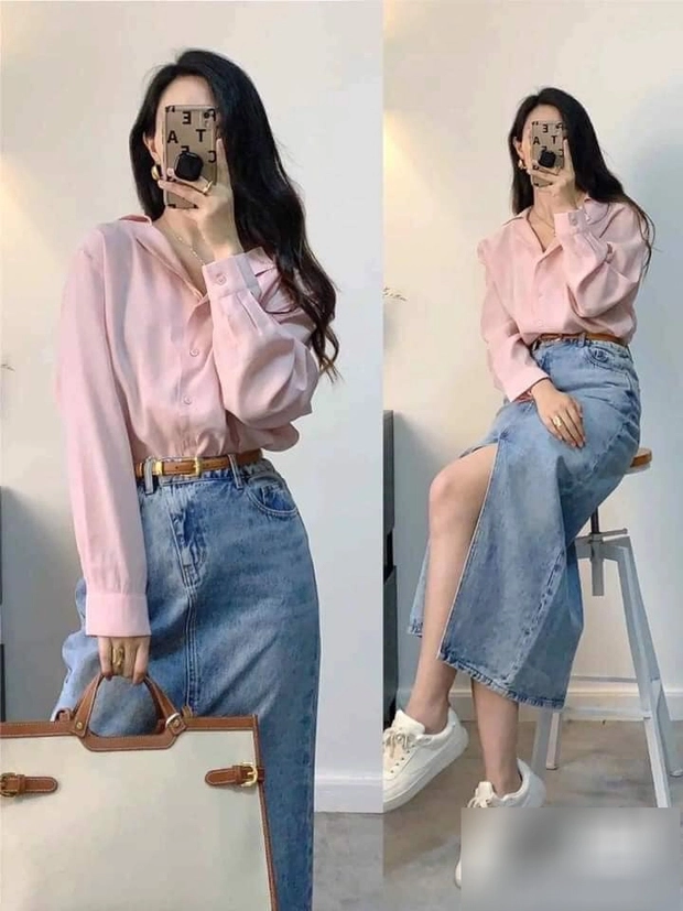 Công thức hack tuổi đỉnh cao nhờ chân váy denim sơ mi